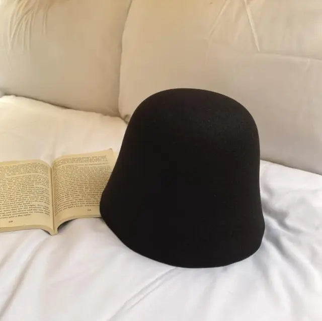 Japan Woolen Felt Fisherman Hat Female Simple Retro Dome Bucket Hat Ins Warm British Bucket Hats Basin Hat Bob Hat Gorros