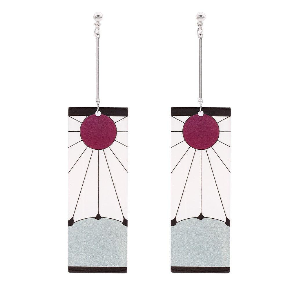 Anime Peripheral Ghost Killing Blade Earrings Demon Slayer Creative Kitchen Door Tanjilang Earrings