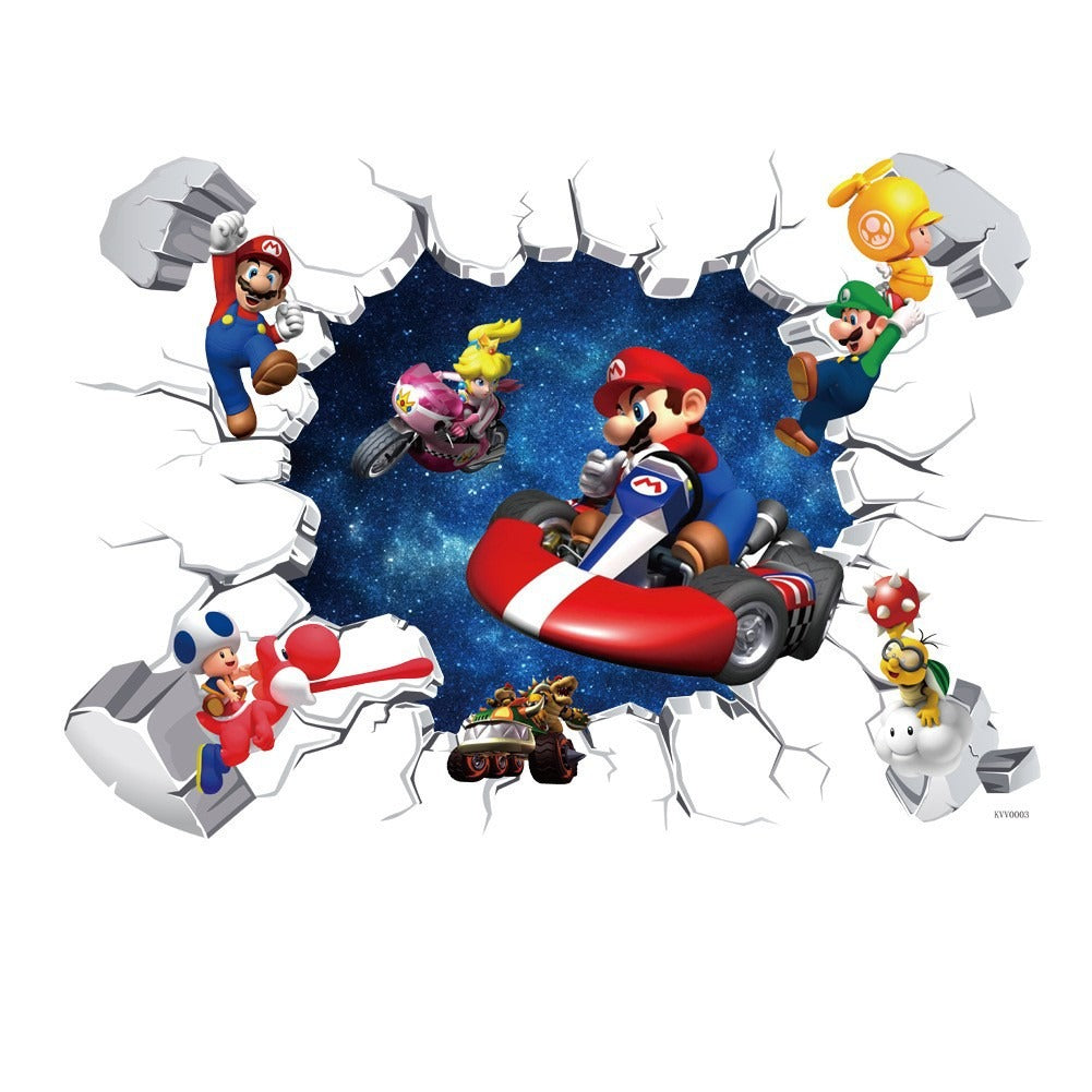 Mario cartoon stickers PVC self-adhesive anime game wall stickers Children's room stickers Kindergarten posters