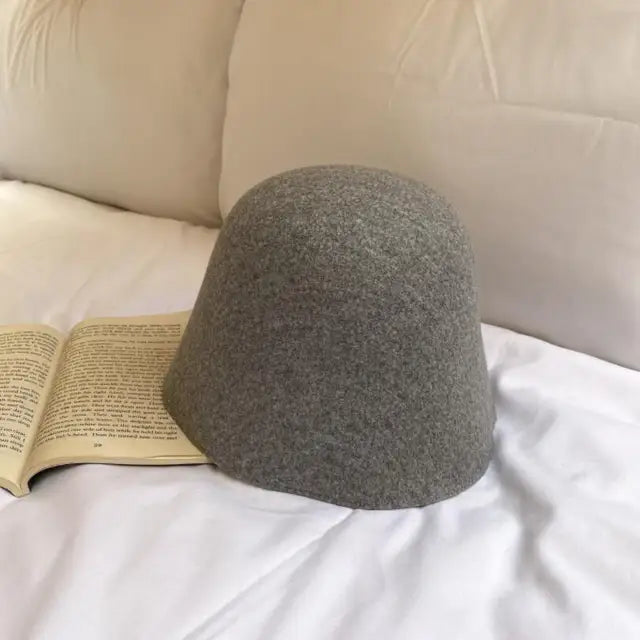 Japan Woolen Felt Fisherman Hat Female Simple Retro Dome Bucket Hat Ins Warm British Bucket Hats Basin Hat Bob Hat Gorros