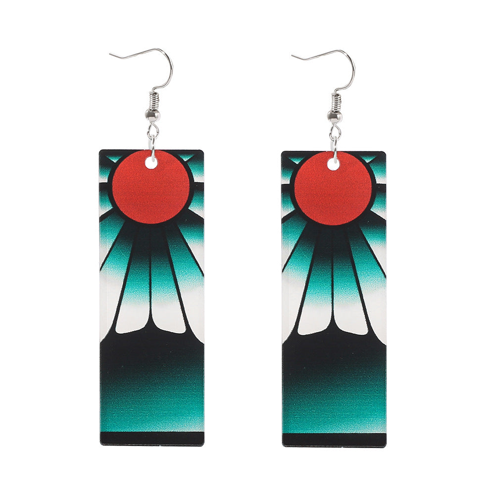 Anime Peripheral Ghost Killing Blade Earrings Demon Slayer Creative Kitchen Door Tanjilang Earrings