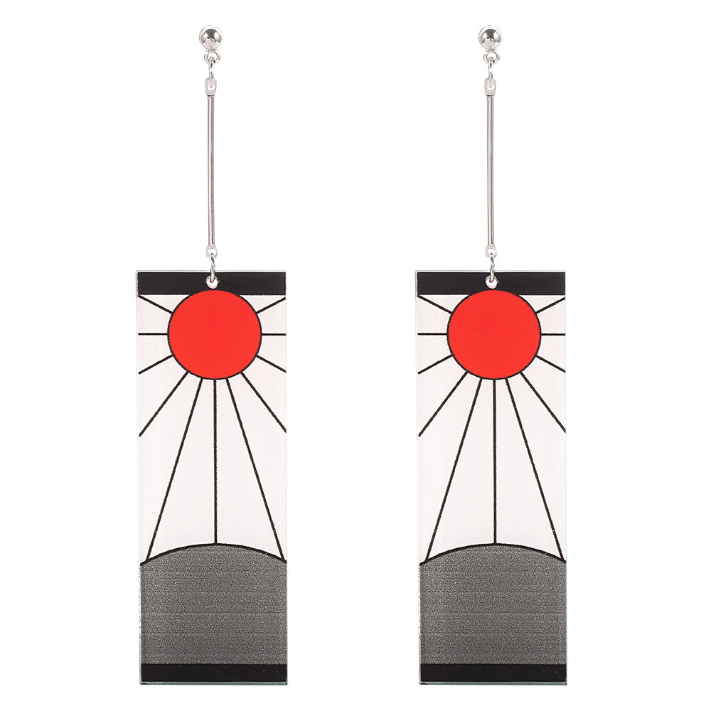 Anime Peripheral Ghost Killing Blade Earrings Demon Slayer Creative Kitchen Door Tanjilang Earrings