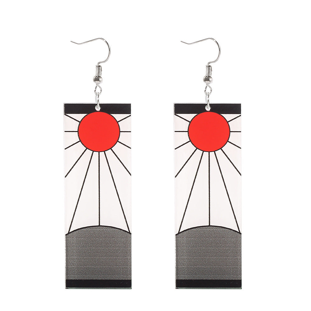 Anime Peripheral Ghost Killing Blade Earrings Demon Slayer Creative Kitchen Door Tanjilang Earrings